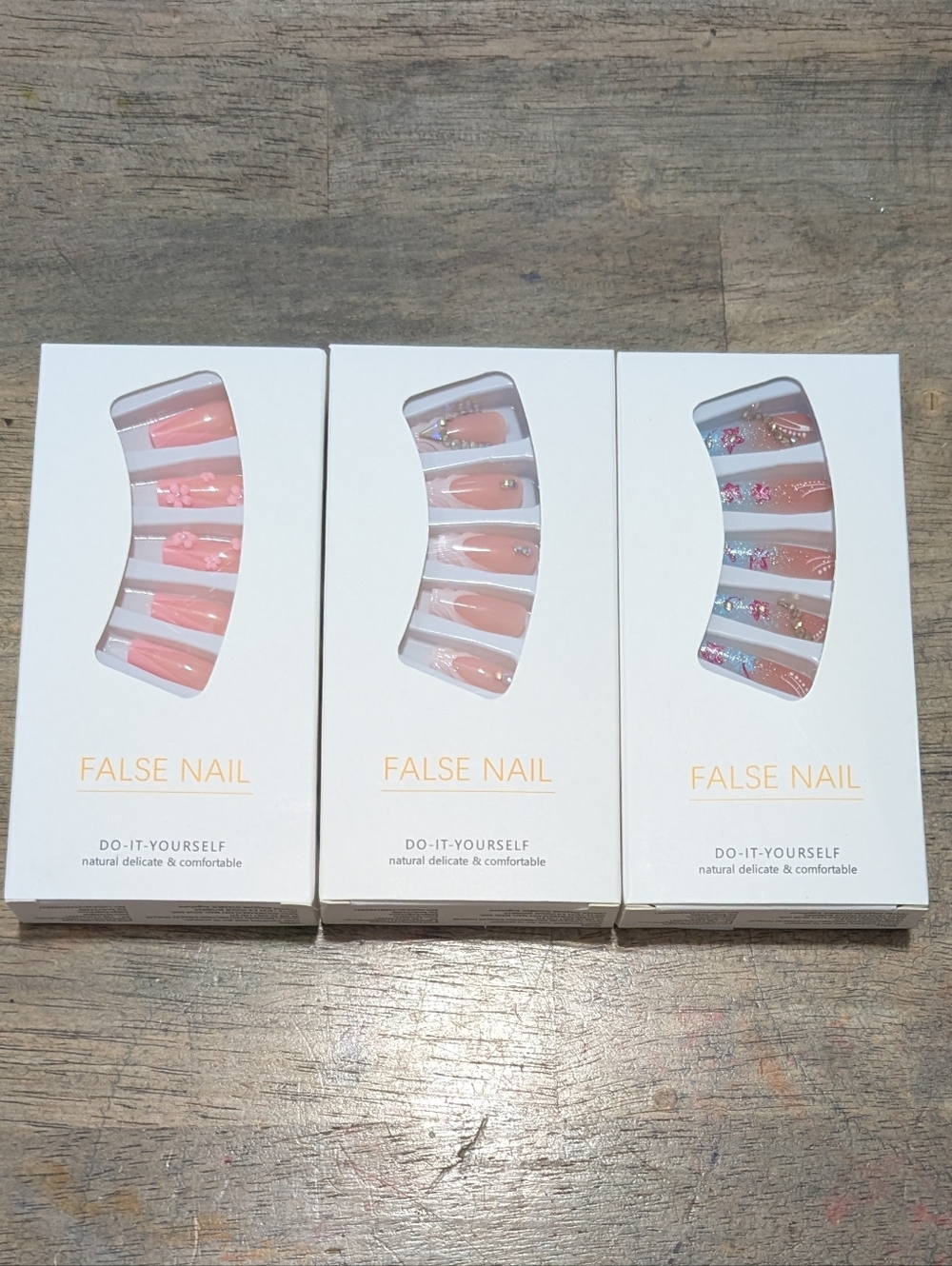 NEW ! Lot Of 3 Packs False Faux Nails Stick On *BINK